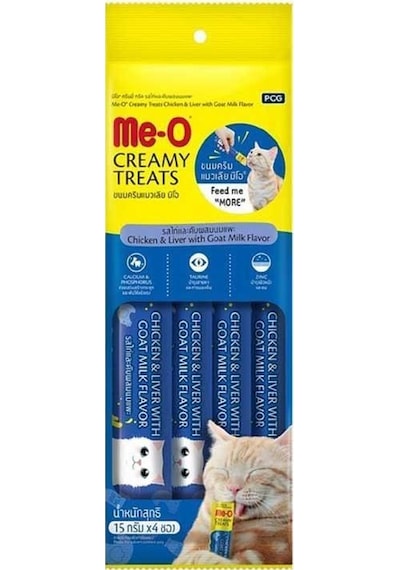 Me-O Creamy Treats Tavuklu Ciğerli Keçi Sütlü Krema Kedi Ödülü 4 x 15 G