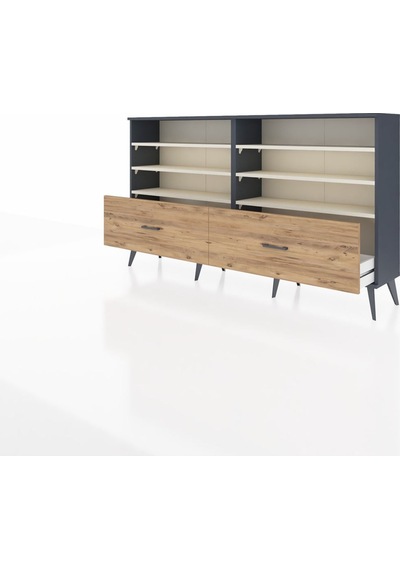 Arges Konsol 6 Raflı 2 Çekmeceli 176x30x99 Antrasit-aytaşı/çam Antrasit-aytaşı/çam Arges Konsol 6 Raflı 2 Çekmeceli 176x30x99 Antrasit-aytaşı/çam Antrasit-aytaşı/çam