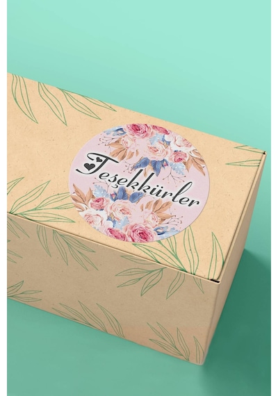Gül Desenli Teşekkürler Sticker 3x3cm St2360 Çok Renkli