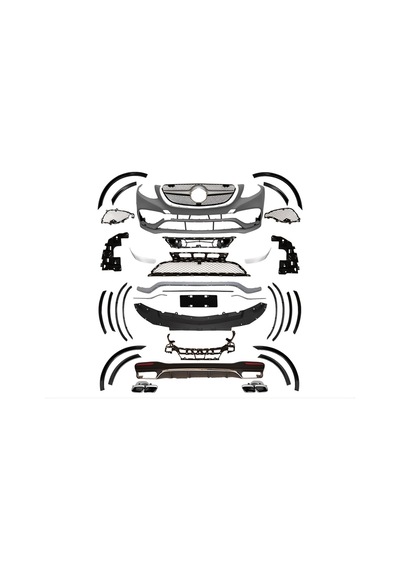 Mercedes W166 Amg Gle63 Body Kit, 2b2-çıkış, Panj-lu, Egz.uçlu, 2