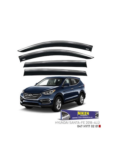 Replax Hyundai Santa Fe 2018 Sonrası Kromlu Cam Rüzgarlığı 4lü