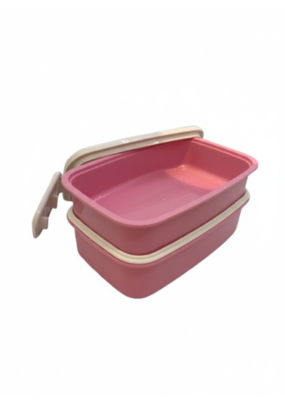 Ark Beslenme Kutusu Plastik 2 Katlı Pembe