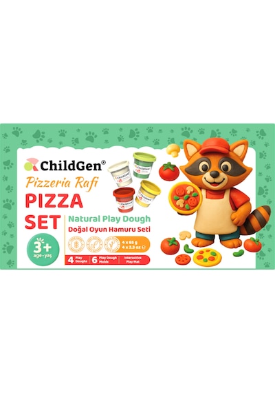 Doğal Oyun Hamuru Sevimli Patiler - Pizza Set Çok  Renkli