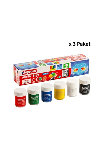 Bigpoint Akrilik Boya 6 Renk X 25 Ml X 3 Paket Diğer