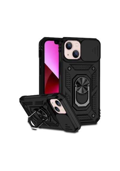 Apple Uyumlu iPhone 14 Plus Kılıf Tank Aramid Sürgülü Vega Yüzüklünano