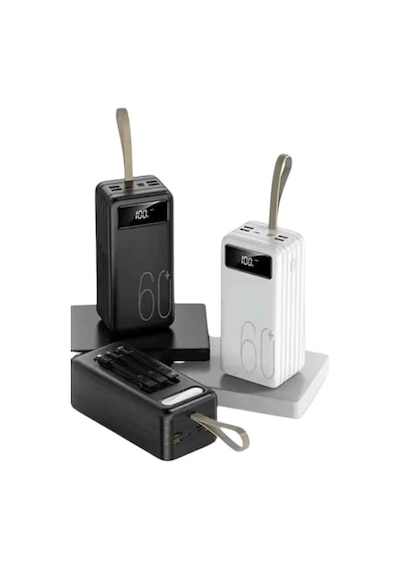 Hızlı Şarj 4 Çıkışlı Powerbank 60.000 Mah Taşınabilir Dijital Göstergeli Siyah 73967739