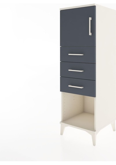 Hyperion Dolap Tek Raflı 3 Çekmeceli Tek Kapaklı 44x44x134 Aytaşı-antrasit Aytası