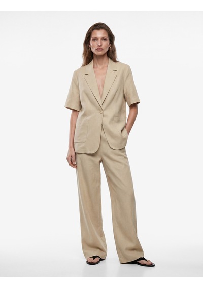Koton Cepli Kısa Kollu Keten Blazer Ceket Bej 6sak50075pw Ekru