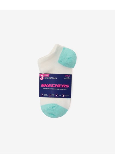 Skechers 3'lü Paket Colortips Bilekli Çorap Büyük Kız Çocuk Beyaz Sk2520137-3474