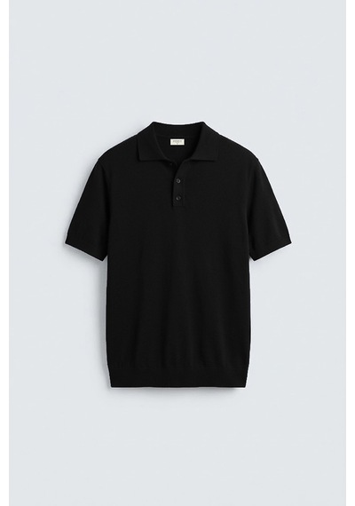Antioch Comfort Slim Polo Yaka Erkek Triko T-shirt Siyah