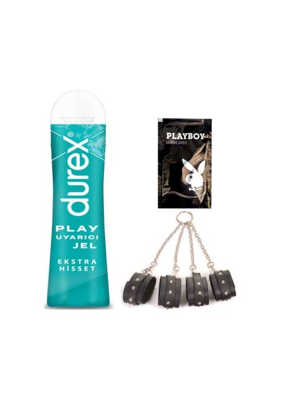 Durex Play Ekstra Hisset Bay Bayan Uyarıcılı Jel 50 Ml + Siyah Deri El Ayak Kelepçesi + Hediye