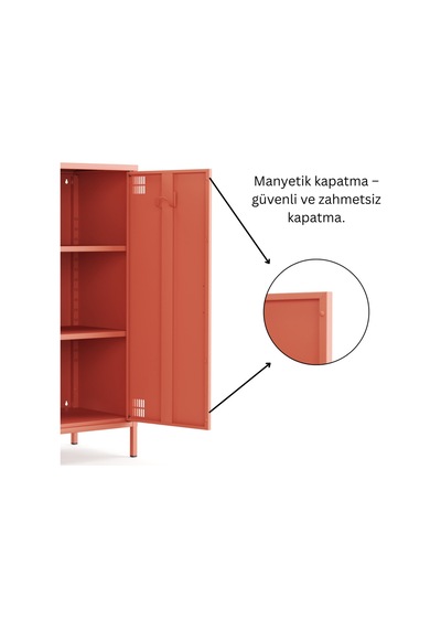 Pera Metal Dolap 2 Kapılı 80,50 X 40 X 109,50 Cm - 9 Renk Seçeneği Bulunmaktadır Ral 3022 Somon