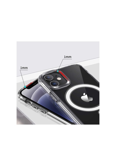 Apple iPhone Uyumlu 12 Mini Kılıf Magsafe Şarj Destekli Şeffaf Koruyucu Kapak Turuncu
