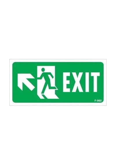 Exit Sol Yukarıı Uyarı Levhası 17,5x25 Kod:960