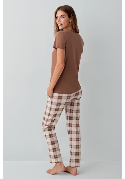 Rolypoly Kadın Kahverengi Pijama Takım Kahverengi