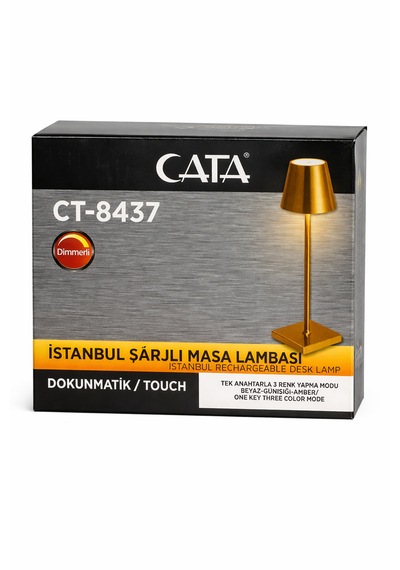 İstanbul Şarjlı-dokunmatik- 3 Farklı Işık Modlu Masa Lambası Gold