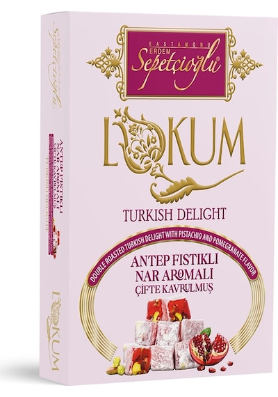Erdem Sepetçioğlu Antep Fıstıklı Nar Aromalı Çifte Kavrulmuş Lokum 240 G