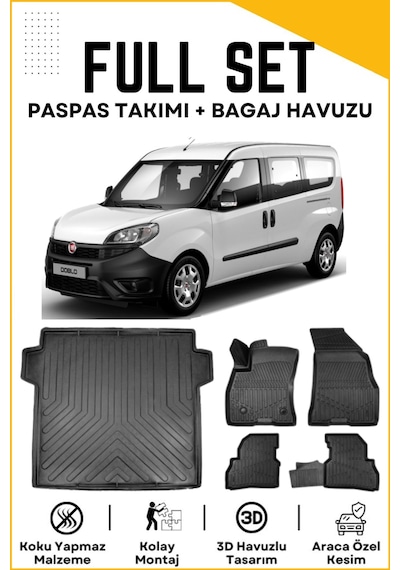 Fiat Doblo Maxi 2019 Model Birebir Uyumlu Bagaj Havuzu+paspas Seti