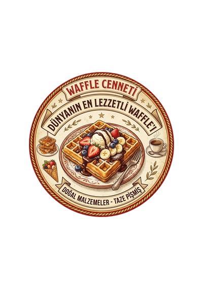Waffle Temalı Tatlıcılar Wafflecılar Cafeler İçin Ahşap Duvar Kapı Dekoratif Süs Tablo