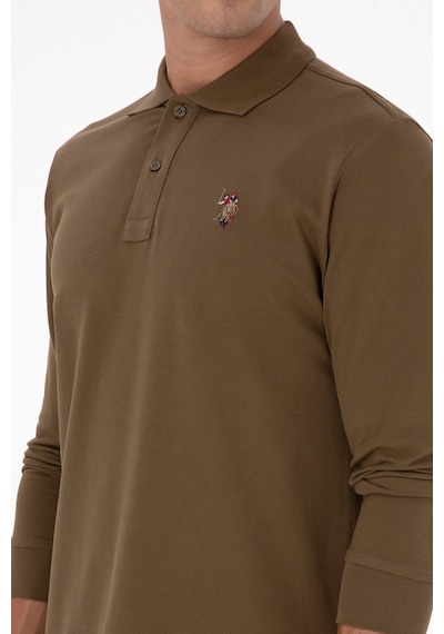 U.S. Polo Assn. Erkek Regular Fit Polo Yaka Haki Basic Sweatshirt 50313772-VR027