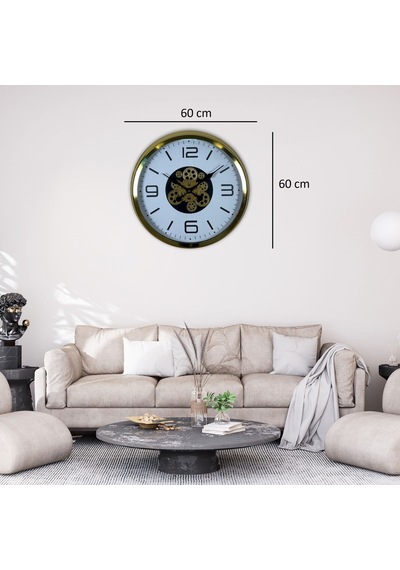 Modern Prestige Gold 60 Cm Çarklı Duvar Saati Çok Renkli