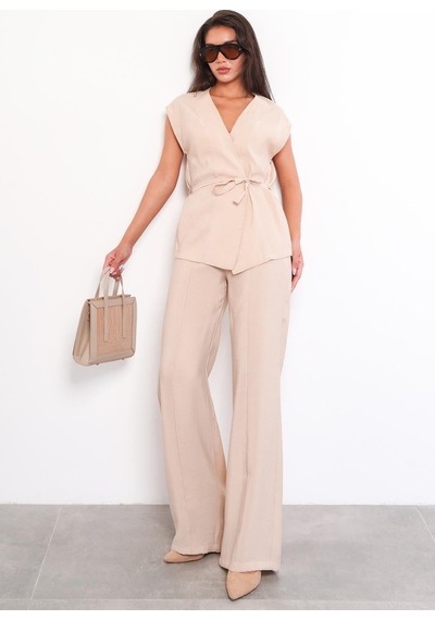 Seeh Bej Basic Yelek Pantolon Takım Sh241 Standart