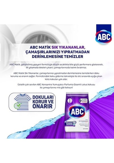 Abc Deterjan Matik Sık Yıkayanlar 8 Kg