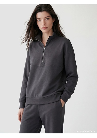 Lcw Comfort Antrasit Dik Yaka Soft Touch Kadın Sweatshirt