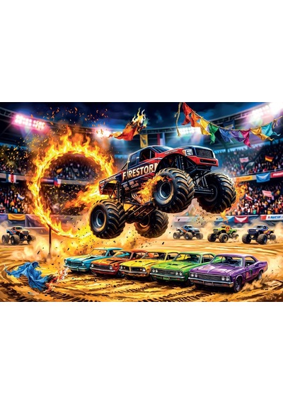 Ks Games Monster Truck Dev Tekerlekli Kamyon 50 Parça Erkek Çocuk Puzzle - 31759