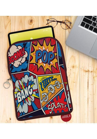 Bk Gift Pop Art Tasarımlı Taşınabilir Koruyucu Tablet Kılıfı & Organizer Çanta - Bordo-12