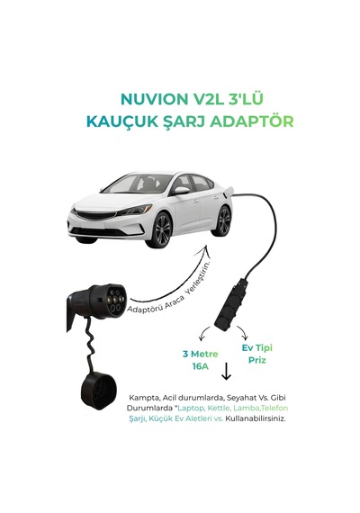 V2l 3'lü Elektrikli Araç Şarj Kablosu/togg Marka İle Uyumlu Elektrikli Araç V2l-togg Marka Araç