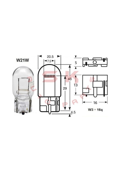Skauoto 12V 21W 93 T20 Dipsiz Ampul Tek Duy Tek Flama W21W 10 Adet