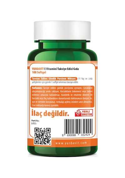 Yurdavit E Vitamini 400 IU 100 Softgel