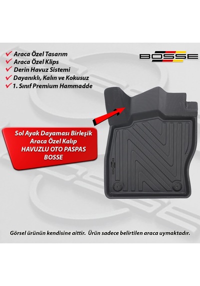 Seat Leon Paspas Araca Özel (Manuel Vites) 2021 Sonrası BOSSE 3D Havuzlu Oto Paspas