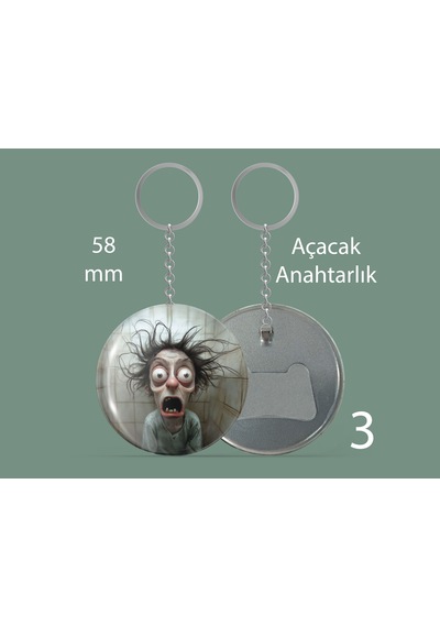 58 Mm Buton Açacaklı Anahtarlık Yuvarlak Baskılı Anahtarlık Elektrik Saçlı Adam Çok Renkli