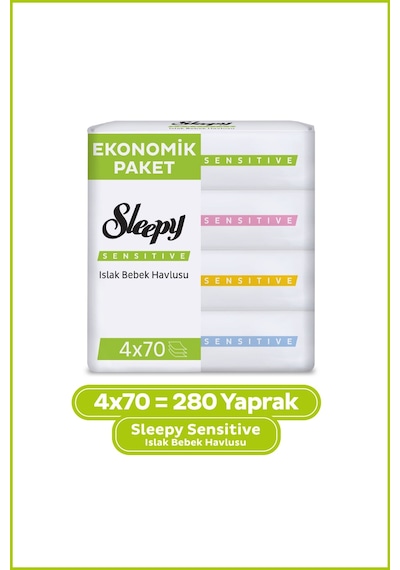 Sleepy Sensitive Islak Bebek Havlusu 4x70 (280 Yaprak)