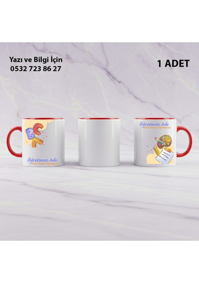 Okul Öncesi Öğretmeni Öğretmenler Günü Kişiye Özel İsim Yazılır Kupa Bardak Öğretmene Hediyelik Kırmızı