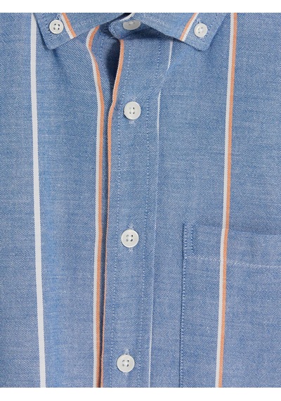 Lcwaıkıkı Classic Mavi Regular Fit Çizgili Oxford Erkek Gömlek