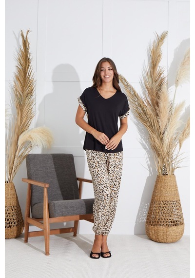 Sevim Kadın Kısa Kol Siyah Pijama Takım C8t1n6o51 001