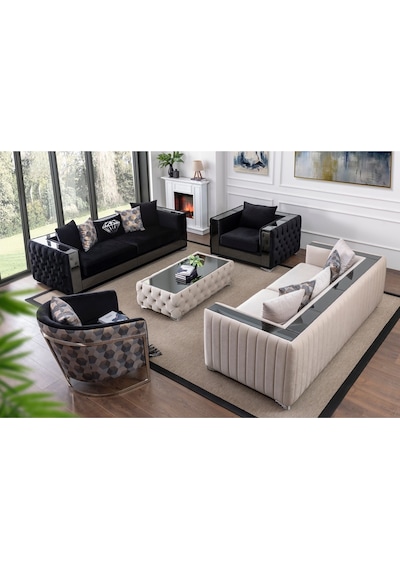 Prada Koltuk Takımı 3+3+1+1+puf Antrasit