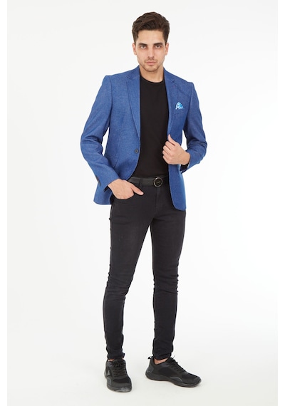 Sposo 5132 Dar Kalıp Yarım Astarlı Açık Lacivert Erkek Blazer Ceket Açık Lacivert