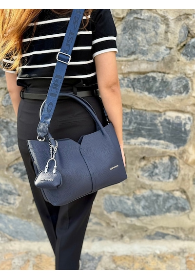 Just Polo Kadın Orijinal Just Polo Yumuşak Deri Ayarlanabilir Askılı Lüks El Ve Omuz Çantası Shoulder Bag Lacivert