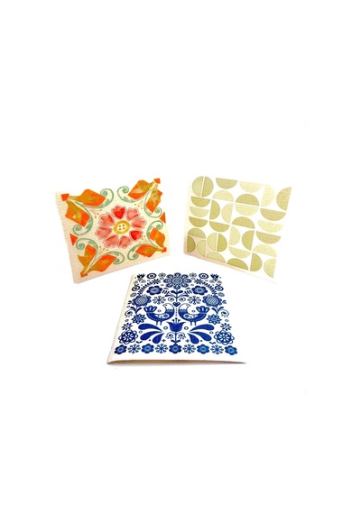 Swedish Dishcloth İsveç Bezi Otantik Desenler 3'lü Paket, Sürdürülebilir, Tekrar Kullanılabilir, Tüm Yüzeylere Uygulanabilir, Makinede Yıkanabilir Belirtilmemiş