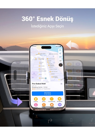 Ugreen Araç İçi Telefon Tutucu 360 Derece Dönebilir Air Vent, 10422 -