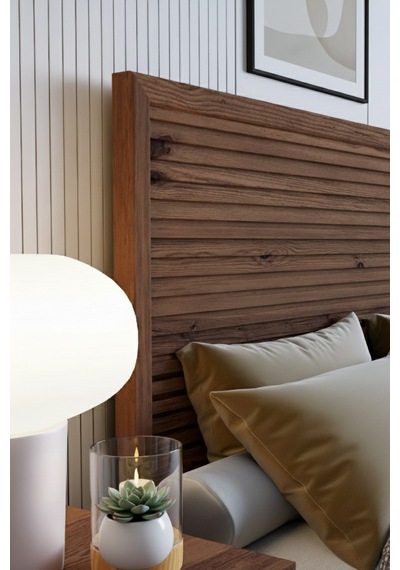 Renazzo Alaz Yatay Başlıklı Masif Ahşap Karyola Ceviz 120x200 Ceviz - 120 X 200