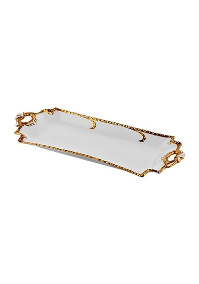 Camelia Gold Dikdörtgen Kulplu İnce 44x18x3 Beyaz - Altın