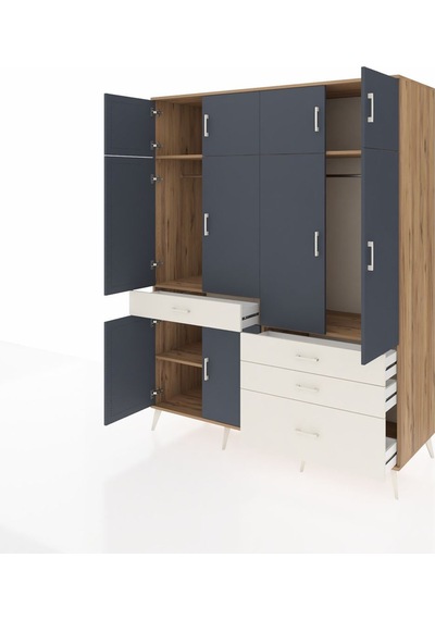 Kronos Gardrop 5 Raflı 4 Çekmeceli 2 Askılı 176x59x221 Çam-antrasit/aytaşı Antrasit/aytaşı Kronos Gardrop 5 Raflı 4 Çekmeceli 2 Askılı 176x59x221 Çam-antrasit/aytaşı Antrasit/aytaşı