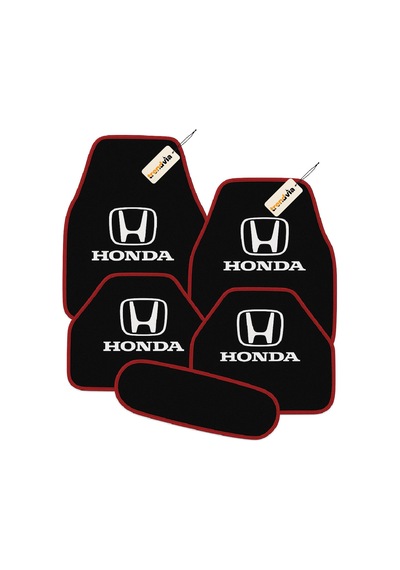 Honda Logolu Siyah Kırmızı Oto Halı Paspas 5 Parça Set Kolay Temizlenebilir, Şık Ve Dayanıklı