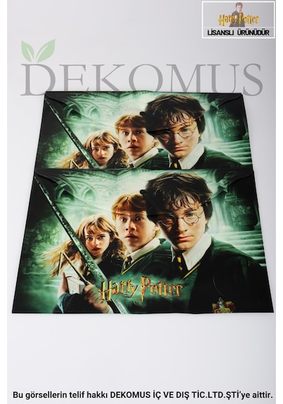 Dekomus İle Lisanslı Harry Potter 2 Adet Çıtçıt Dosya Ve 2 Adet Spırallı A6 Çizgili Not Defteri / Bloknot Okul Seti Altın