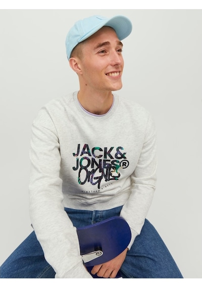 Jack & Jones Jack&jones Sıfır Yaka Beyaz Erkek Sweatshirt 12242366 001